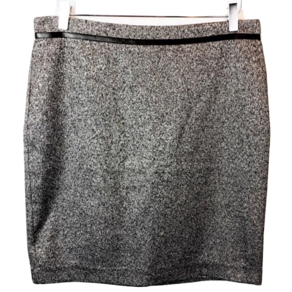 Anne Klein 6 Black Ivory Woven Skirt Lined Zippered Straight Pencil NWT Womens
